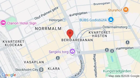 Kontorslokaler att hyra i Stockholm Innerstad - kort over placeringen