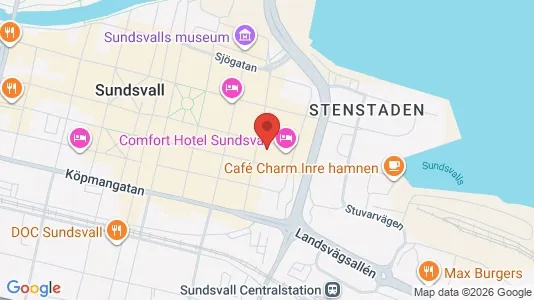 Kontorslokaler att hyra i Sundsvall - kort over placeringen