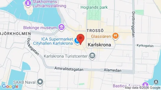 Kontorslokaler att hyra i Karlskrona - kort over placeringen