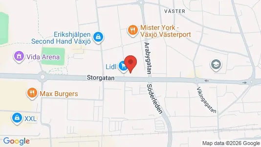 Kontorslokaler att hyra i Växjö - kort over placeringen