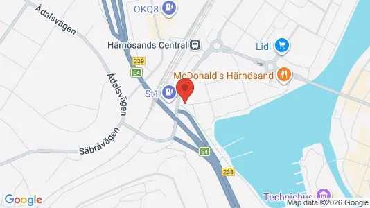 Kontorslokaler att hyra i Härnösand - kort over placeringen