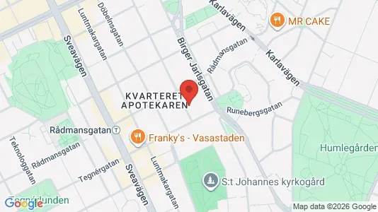 Kontorslokaler att hyra i Vasastan - kort over placeringen