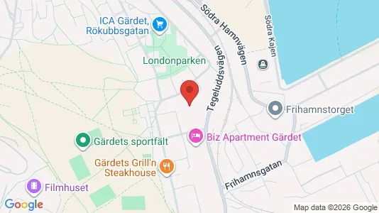 Kontorslokaler att hyra i Gärdet/Djurgården - kort over placeringen